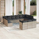 vidaXL 13-delige Loungeset met kussens poly rattan zwart
