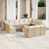 vidaXL 13-delige Loungeset met kussens poly rattan zwart