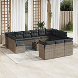 vidaXL 13-delige Loungeset met kussens poly rattan zwart