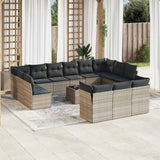 vidaXL 13-delige Loungeset met kussens poly rattan zwart