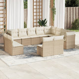 vidaXL 12-delige Loungeset met kussens poly rattan zwart
