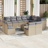vidaXL 12-delige Loungeset met kussens poly rattan zwart