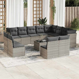 vidaXL 12-delige Loungeset met kussens poly rattan zwart