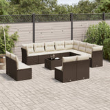 vidaXL 12-delige Loungeset met kussens poly rattan zwart