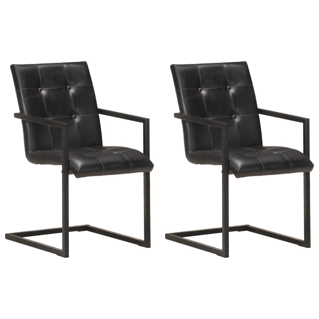 vidaXL Dining Chairs 2 pcs Real Leather Brown