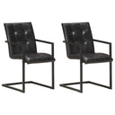 vidaXL Dining Chairs 2 pcs Real Leather Brown