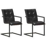 vidaXL Dining Chairs 2 pcs Real Leather Brown