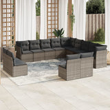 vidaXL 13-delige Loungeset met kussens poly rattan zwart