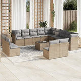 vidaXL 13-delige Loungeset met kussens poly rattan zwart