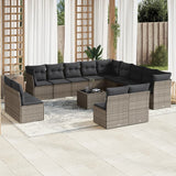 vidaXL 13-delige Loungeset met kussens poly rattan zwart