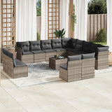 vidaXL 13-delige Loungeset met kussens poly rattan zwart