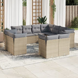 vidaXL 11-delige Loungeset met kussens poly rattan zwart