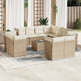 vidaXL 11-delige Loungeset met kussens poly rattan zwart