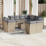 vidaXL 11-delige Loungeset met kussens poly rattan zwart