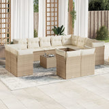vidaXL 12-delige Loungeset met kussens poly rattan zwart