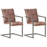 vidaXL Dining Chairs 2 pcs Real Leather Brown
