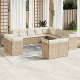 vidaXL 13-delige Loungeset met kussens poly rattan zwart
