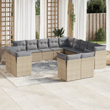 vidaXL 13-delige Loungeset met kussens poly rattan zwart