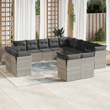 vidaXL 13-delige Loungeset met kussens poly rattan zwart