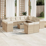 vidaXL 13-delige Loungeset met kussens poly rattan zwart