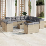 vidaXL 13-delige Loungeset met kussens poly rattan zwart