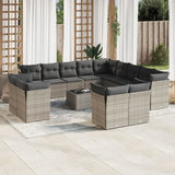 vidaXL 13-delige Loungeset met kussens poly rattan zwart