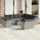 vidaXL 13-delige Loungeset met kussens poly rattan zwart