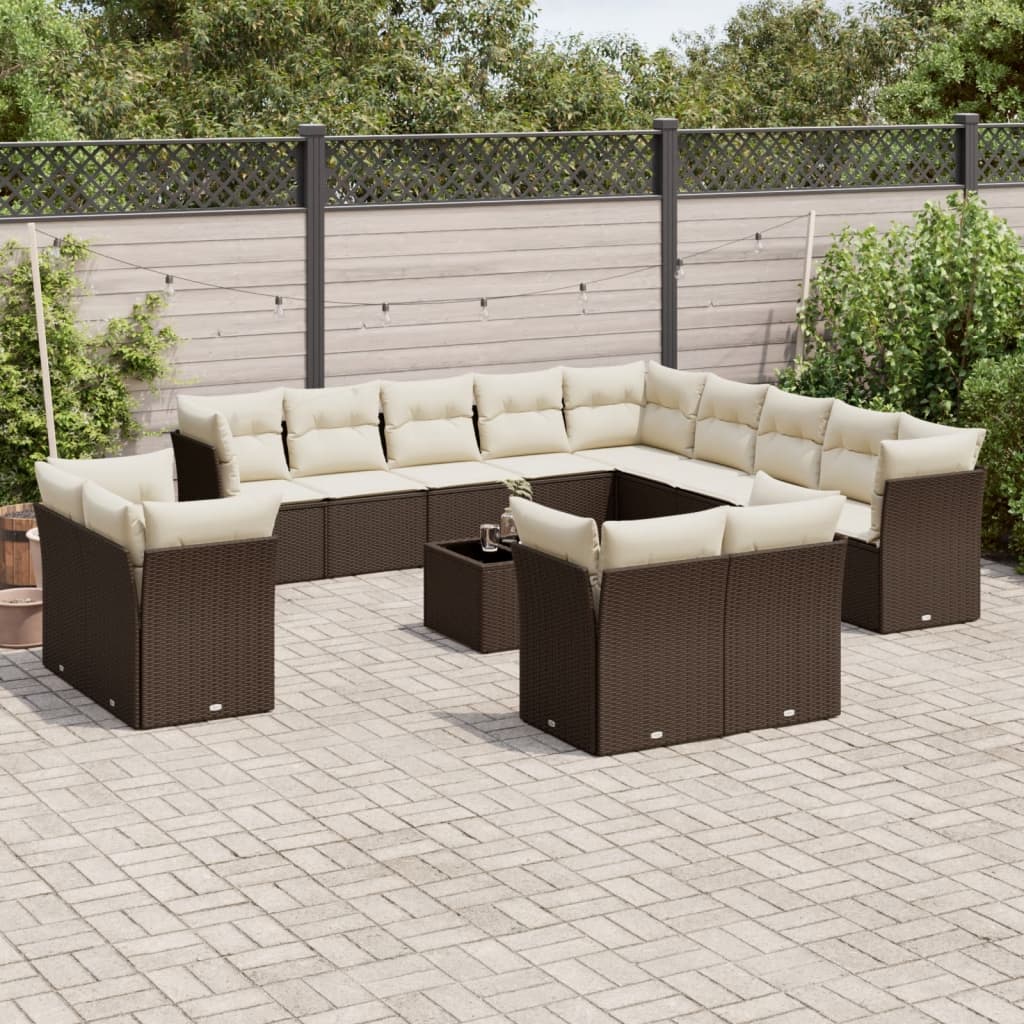 vidaXL 13-delige Loungeset met kussens poly rattan zwart
