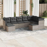 vidaXL 9-delige Loungeset met kussens poly rattan zwart
