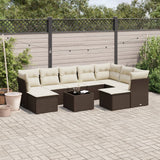 vidaXL 9-delige Loungeset met kussens poly rattan zwart