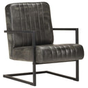 vidaXL Recliner Real Leather Weathered Grey