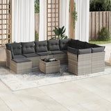vidaXL 11-delige Loungeset met kussens poly rattan zwart