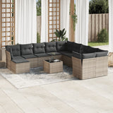 vidaXL 11-delige Loungeset met kussens poly rattan zwart