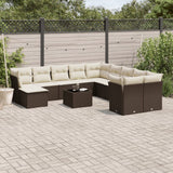 vidaXL 11-delige Loungeset met kussens poly rattan zwart