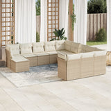 vidaXL 12-delige Loungeset met kussens poly rattan zwart