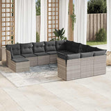 vidaXL 12-delige Loungeset met kussens poly rattan zwart
