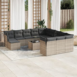 vidaXL 12-delige Loungeset met kussens poly rattan zwart