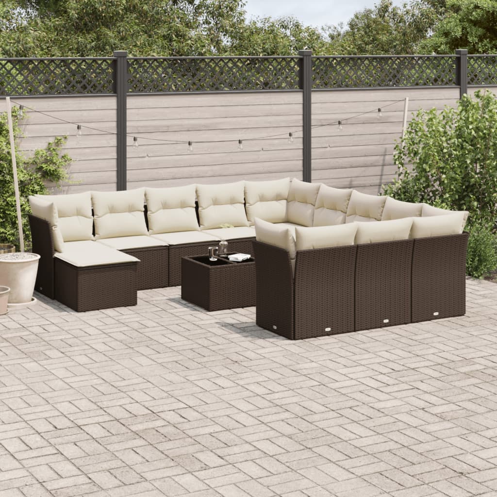 vidaXL 12-delige Loungeset met kussens poly rattan zwart