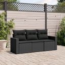 vidaXL 3-Piece Lounge Set with Cushions Poly Rattan Black