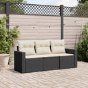 vidaXL 3-Piece Lounge Set with Cushions Poly Rattan Black