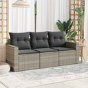 vidaXL 3-Piece Lounge Set with Cushions Poly Rattan Black