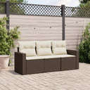vidaXL 3-Piece Lounge Set with Cushions Poly Rattan Black