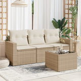 vidaXL 3-delige Loungeset met kussens poly rattan zwart