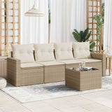 vidaXL 4-delige Loungeset met kussens poly rattan zwart