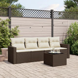 vidaXL 4-delige Loungeset met kussens poly rattan zwart
