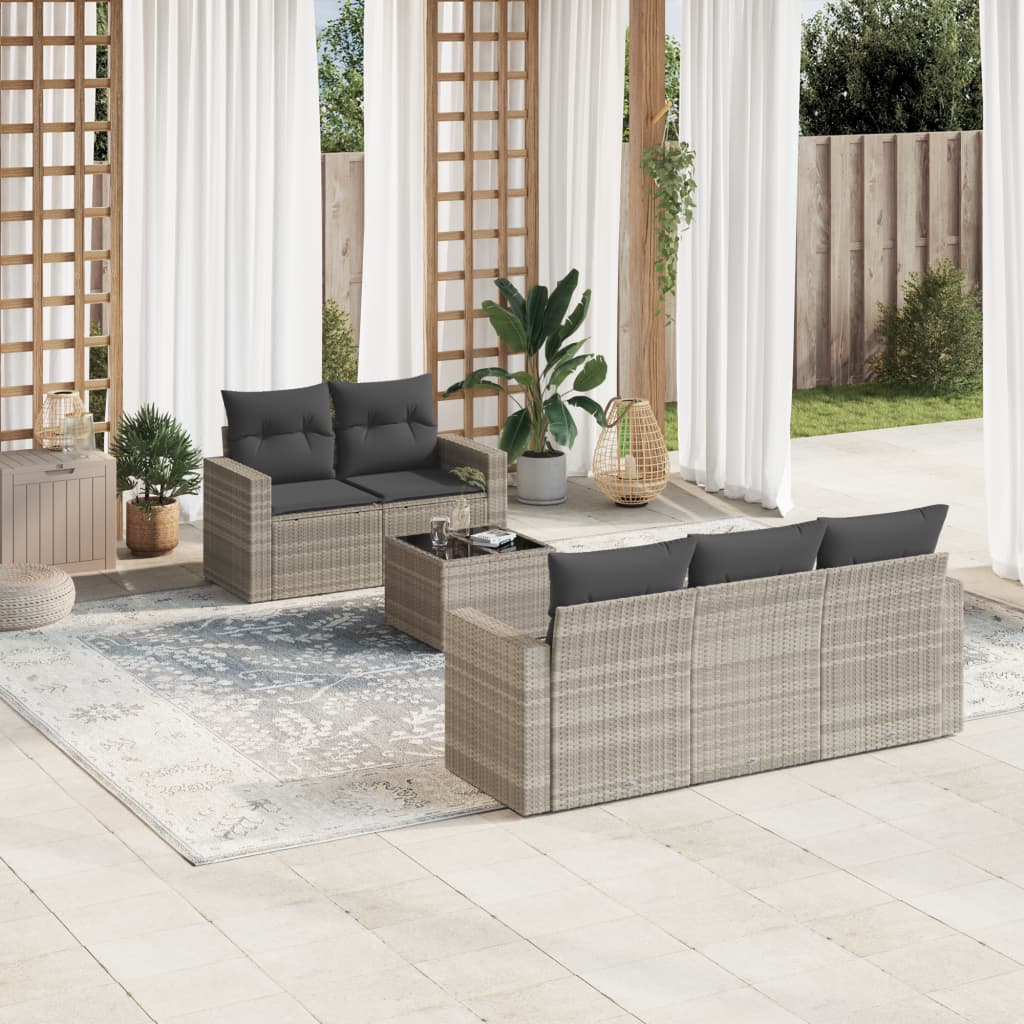 vidaXL 6-Piece Lounge Set with Cushions Poly Rattan Black