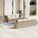 vidaXL 8-delige Loungeset met kussens poly rattan zwart