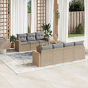 vidaXL 8-delige Loungeset met kussens poly rattan zwart