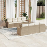 vidaXL 9-delige Loungeset met kussens poly rattan zwart