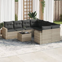 vidaXL Ensemble de salon 9 pièces avec coussins en poly rotin noir